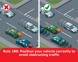 Position your vehicle correctly to avoid obstructing traffic